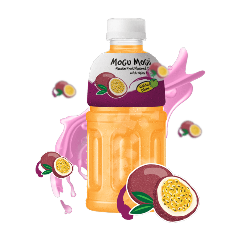 Mogu Mogu Passion Fruit Flavored Drink with Nata De Coco