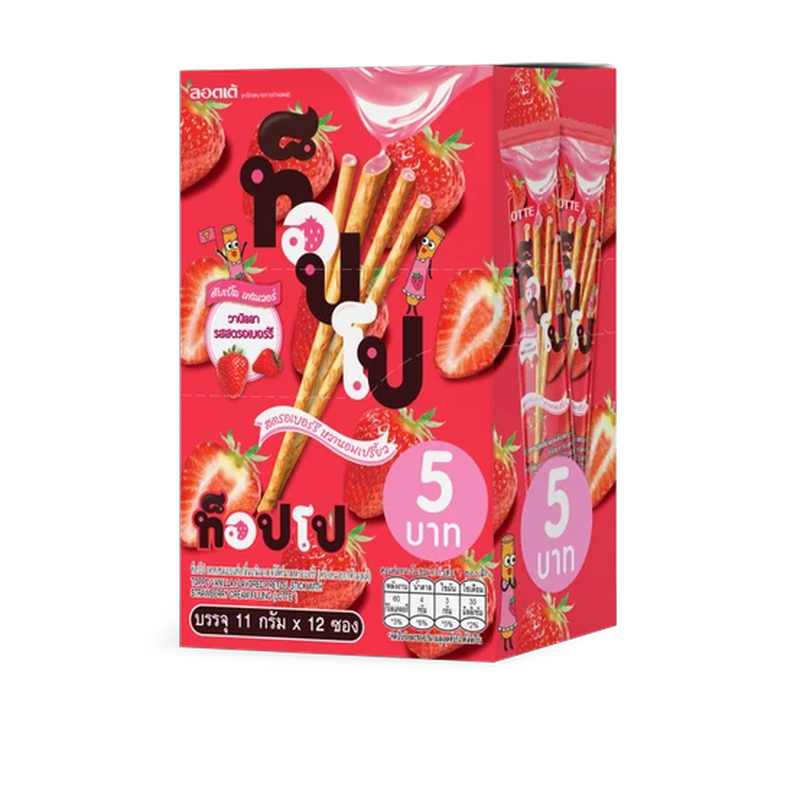 Lotte Biscuit Stick Strawberry Flavour Cream Filling