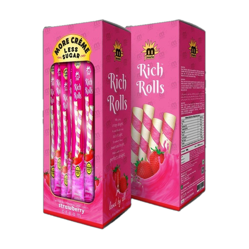 Richy Wafer Rolls Strawberry Cream12x