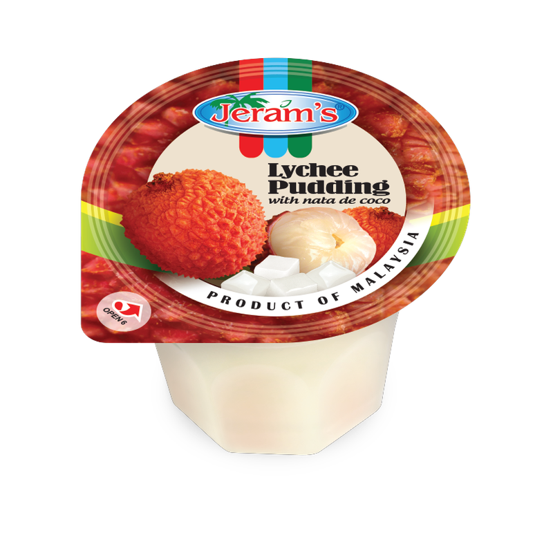 Jeram's Pudding With Nata De Coco - Lychee