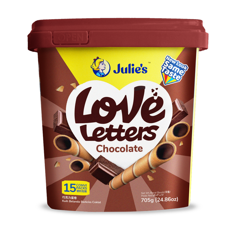 Julie's Love Letters Wafer Rolls (Tub) - Chocolate